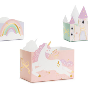 Pack de 6 cajas de snack, con estampado de unicornio.