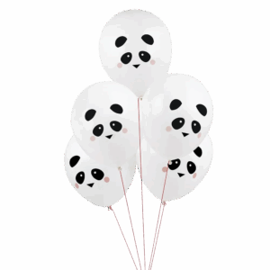 Pack de 5 globos de látex con estampado de panda