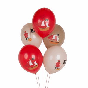 Pack de 5 globos de látex con estampado pirata
