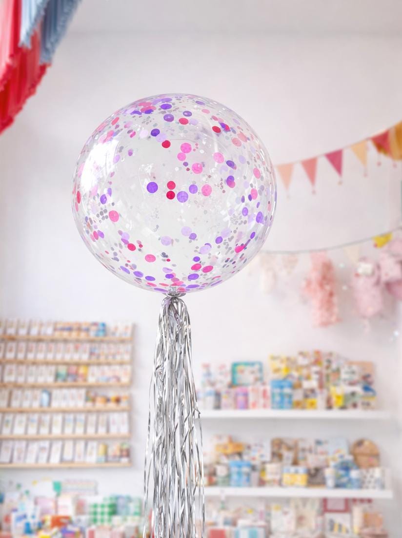 Globo Confetti pop party Globo burbuja de 60cm, relleno de confetti