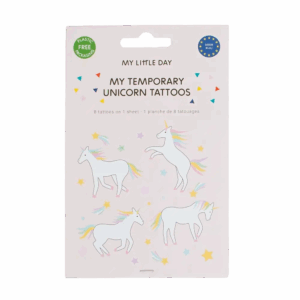 Pack de 8 tatuajes temporales con forma de unicornios.