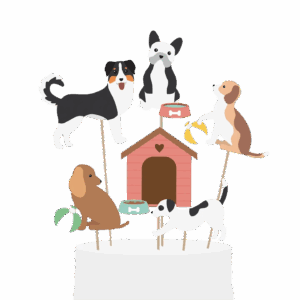 Pack de 8 toppes con temática de perritos.