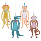 Decoración colgante con forma de animales, pack de 4 animales de 110cm.