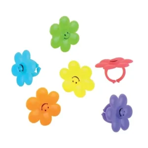 Pack de 6 anillos con forma de flor en colores surtido