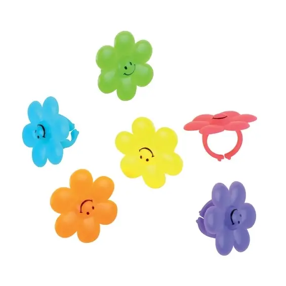 Anillos flores Pack de 6 anillos con forma de flor en colores surtido