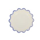 Bol ondas azules de 13 cm con borde ondulado blanco y detalles en azul
