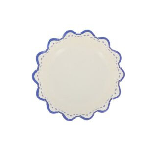 Bol ondas azules de 13 cm con borde ondulado blanco y detalles en azul