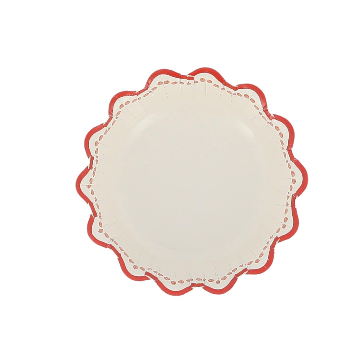 Bol ondas rojas Bol ondas rojas de 13 cm con borde ondulado blanco y detalles en rojo