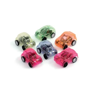 Pack de 4 coches neón pull back para relleno piñata