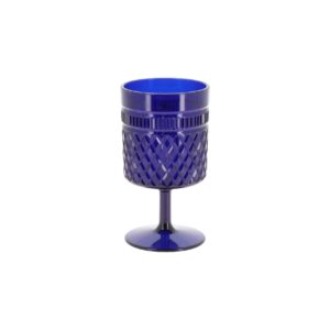 Copa acrílica azul de 270ml y 13,5 cm de altura con diseño efecto cristal