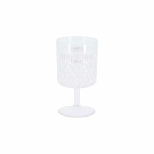 Copa acrílica transparente de 270ml de capacidad, mide 13,5cm de altura