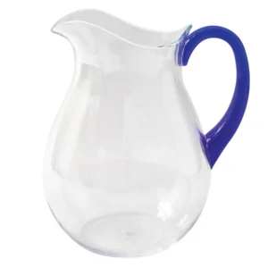 Jarra acrílica transparente con asa azul de 1,9 litros, 21,5x14cm