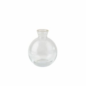 Jarrón de cristal borde dorado de 7, cm x 9 cm de alto. Ideal para flores y decorar momentos especiales.