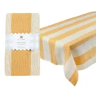 Mantel de algodón con rayas amarillas de 160 x 250 cm para mesa de comedor