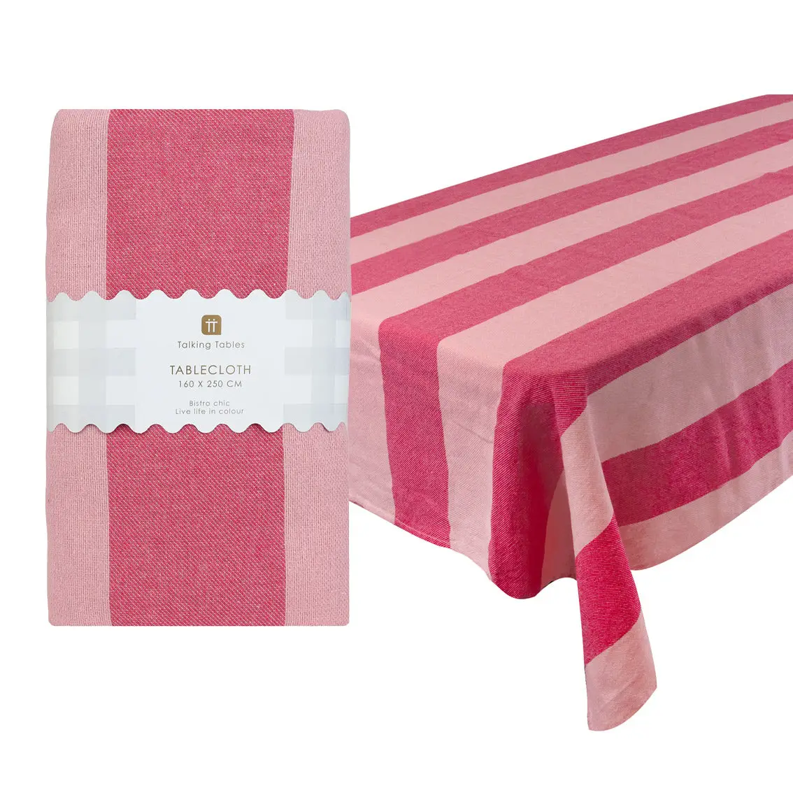 MANTEL TELA RAYAS FUCSIA Mantel algodón rayas fucsias 160 x 250 cm