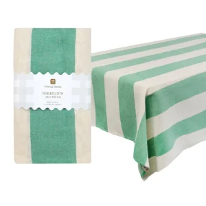Mantel tela rayas verdes de 160x240cm perfecto para mesas grandes