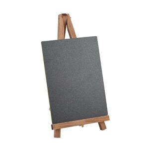 Pizzarra negra con caballete de madera, miden 15x30x19 cm