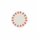 Pack de 6 platos postre rayas rojas, miden 18cm