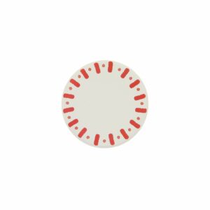 Pack de 6 platos postre rayas rojas, miden 18cm