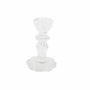 Portavela de cristal transparente para velas cónicas de 2 cm, ideal para decorar mesas de verano, boda y celebraciones