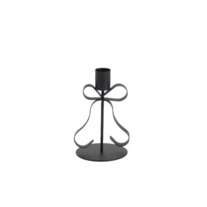 Portavelas lazo negro de metal para velas cónicas de 2cm, miden 8x13cm