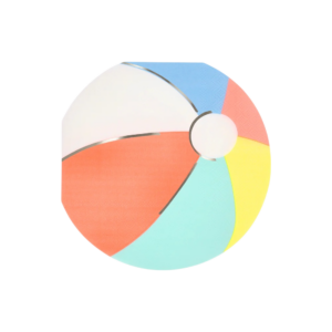 Servilleta de papel con diseño de pelota de playa en colores pastel y neón, paquete de 16 unidades