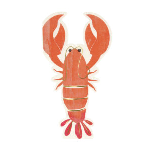 Servilletas de papa el con forma de langosta en color coral, con detalles dorado. Pack de 16 unidades de Meri Meri, ideales para fiestas marineras, verano