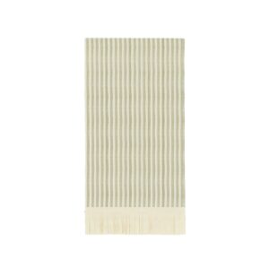Servilletas buffet rayas taupe en color verde oliva y crema con fleco, mide 10x24cm, pack de 10 unidades