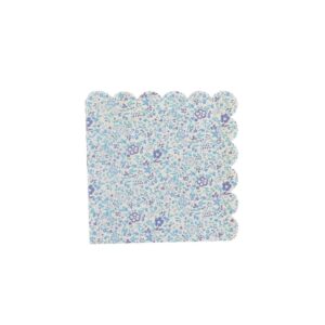 Servilletas cocktail Liberty azul con estampado floral de 24,5x24,5 cm, pack de 20 unidades.
