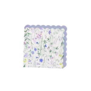 Servilletas de cocktail con estampado de flores silvestres de 24,5x24,5cm, pack de 20 unidades.