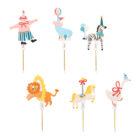 Topper para cupcake de circo con animales y personajes, pack de 6 unidades