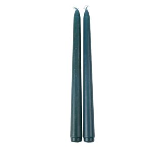 Pack de 2 velas cónicas verde de 25 cm para portavelas y candelabros.