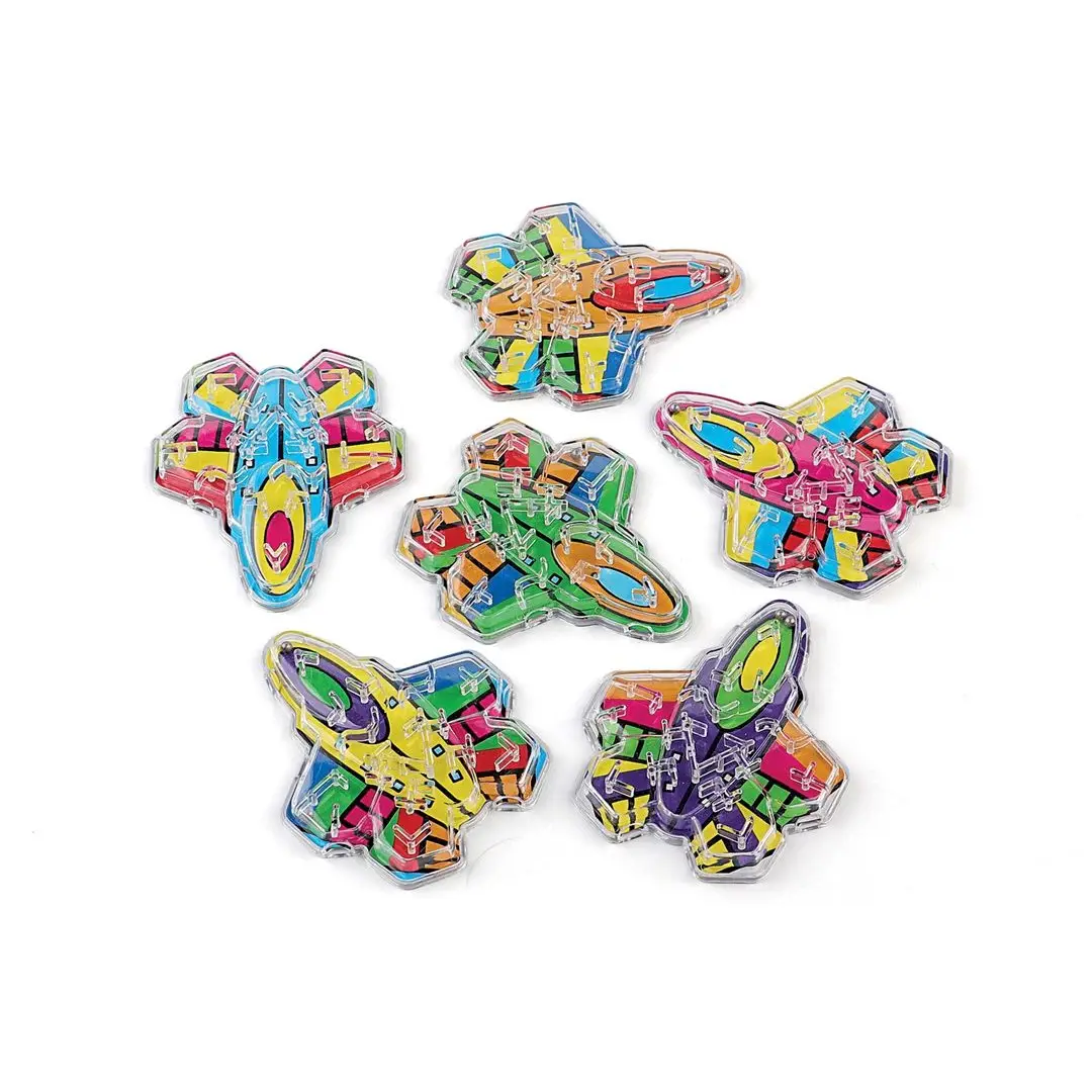 Laberinto avión Pack de 6 mini laberintos con forma de avión, miden 6cm aproximadamente