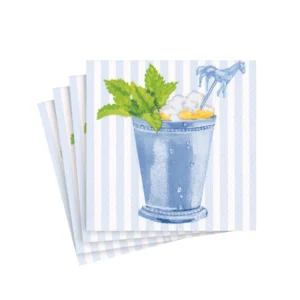 Pack de 20 servilletas cocktail Mint Julep, miden 25x25cm abiertas.