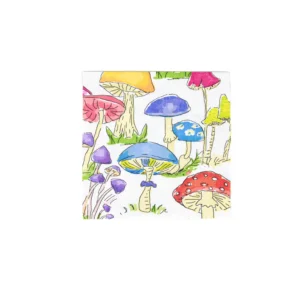 Pack de 20 servilletas cocktail woodland mushrooms, miden 25x25cm abiertas.