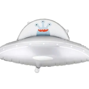 Globo de foil con forma de platillo volante ovni y alienígena de 79x55 cm inflado con helio