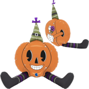 Globo calabaza con piernas de 53cm para decoración de Halloween