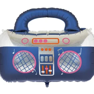 Globo de foil con forma de radio retro o boobox musical de 98 x 70, 5 cm hinchado con helio