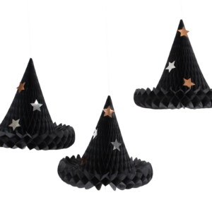 Decoración Halloween con forma de sombreros de bruja. Pack de 3 ud