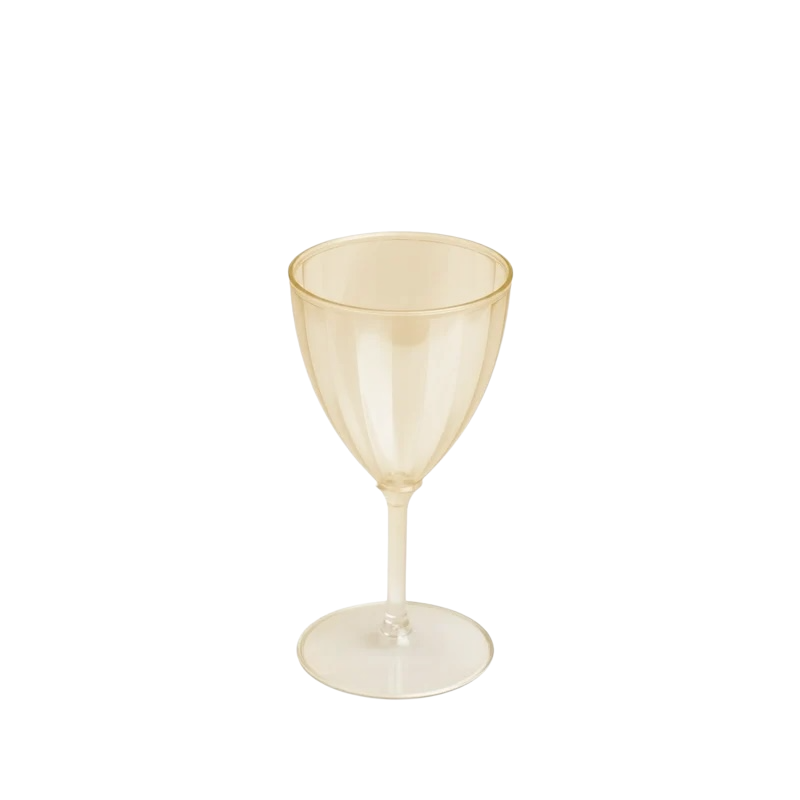 Copa vino reutilizable dorada Copa de vino de plástico reutilizable dorada de 160 ml