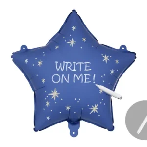 Globo estrella azul personalizable de 51 cm, con acabado mate, rotulador incluido. Sin hinchar