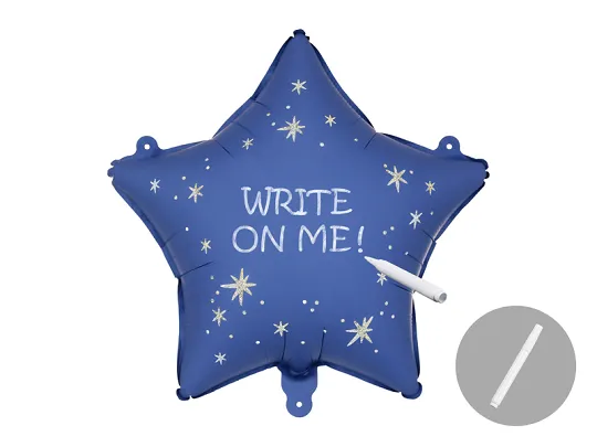 Globo estrella azul personali Globo estrella azul personalizable de 51 cm, con acabado mate, rotulador incluido. Sin hinchar