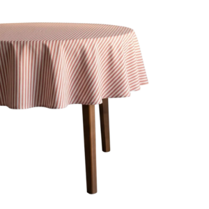 Mantel redondo antimanchas rayas Teja de 155 x 155cm