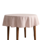 Mantel redondo antimanchas rayas salmón de 155 x 155 cm.