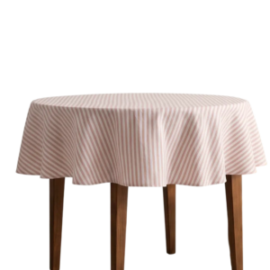 Mantel redondo antimanchas rayas salmón de 155 x 155 cm.