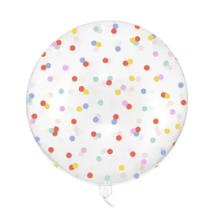Globo burbuja transparente de 55 cm con lunares multicolor, hinchado con helio para decoración de cumpleaños y fiestas