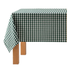 Mantel antimanchas con estampado vichy en color verde oscuro de 140 x 240 cm