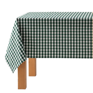 Mantel antimanchas con estampado vichy en color verde oscuro de 140 x 240 cm